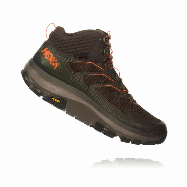 Hoka One One Sky Toa Hiking Boots Mens Black Olive / Orange